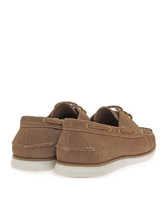 Suede Men's Boat Shoes in Tabac Brown Colour