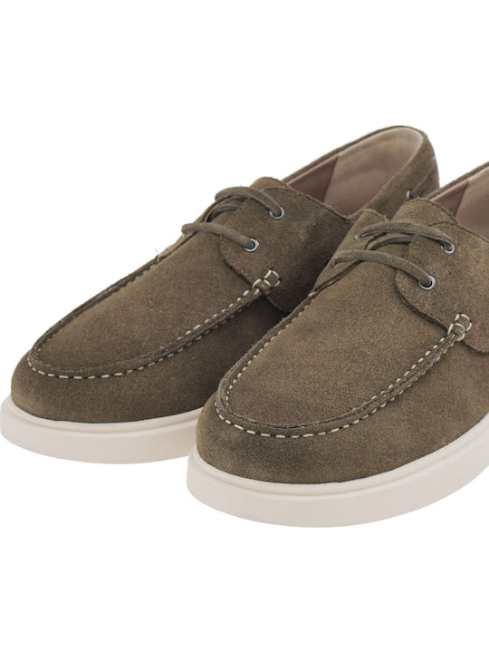 Suede Men's Boat Shoes in Green Colour