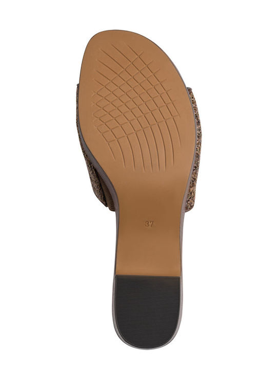 Mules with Heel in Brown Colour