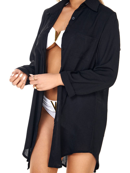 Comfort Damen Kaftan Für Strand Schwarz