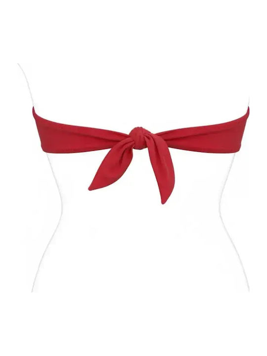 Top De Bikini Fără Bretele Cu Burete Roșu