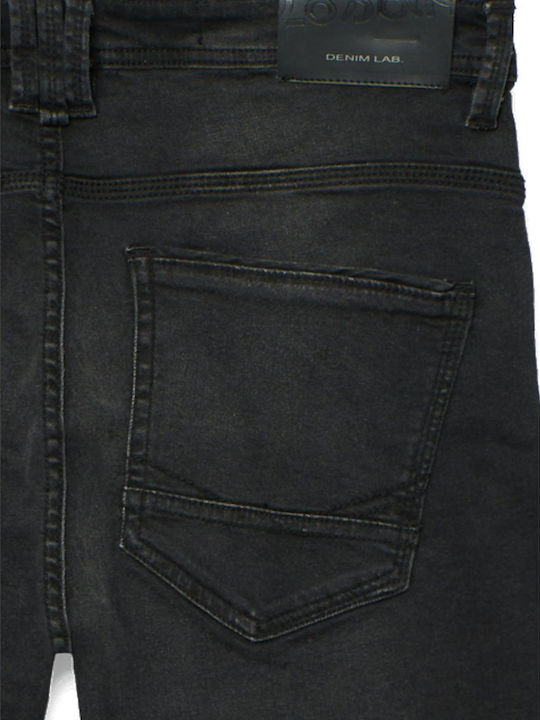 Men's Elastic Jeans Pants with Regular Fit Black