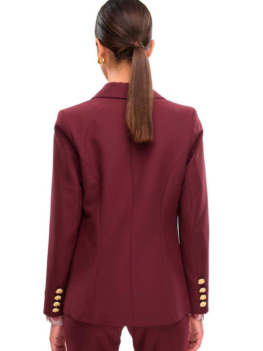 Fibes Langes Damen Krepp Blazer in Bordeaux