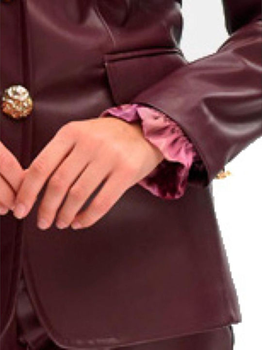 Fibes Langes Damenlederblazer Bordeaux