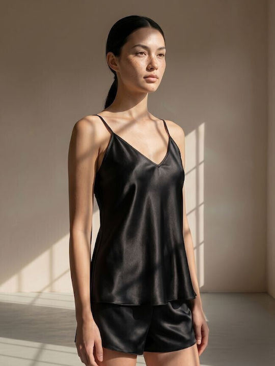 Zizo Sommerliches Damen-Schlafanzug-Set Schwarz