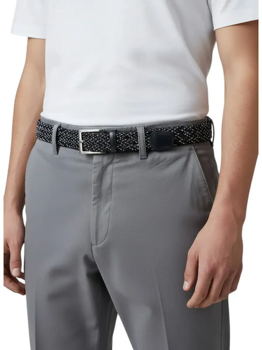 Elastic Men's Leather Knitted Blue Belt