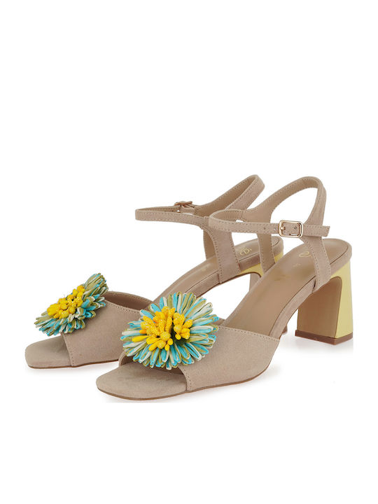 Suede Damen Sandalen Beige