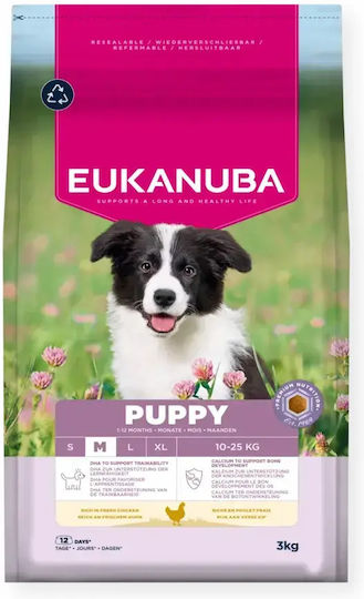 Eukanuba Growing Puppy Medium Breed 12kg Ξηρά Τροφή για Κουτάβια Μεσαίων Φυλών με Κοτόπουλο