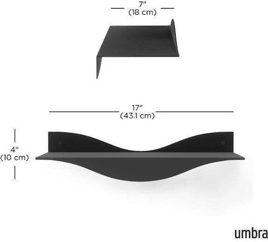 Wall Shelves Black 2 Pieces 43.1x17.7x9.9cm