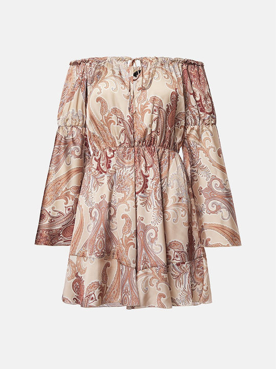 Γυναικείο Off-Shoulder Ολόσωμο Σορτς Μπεζ