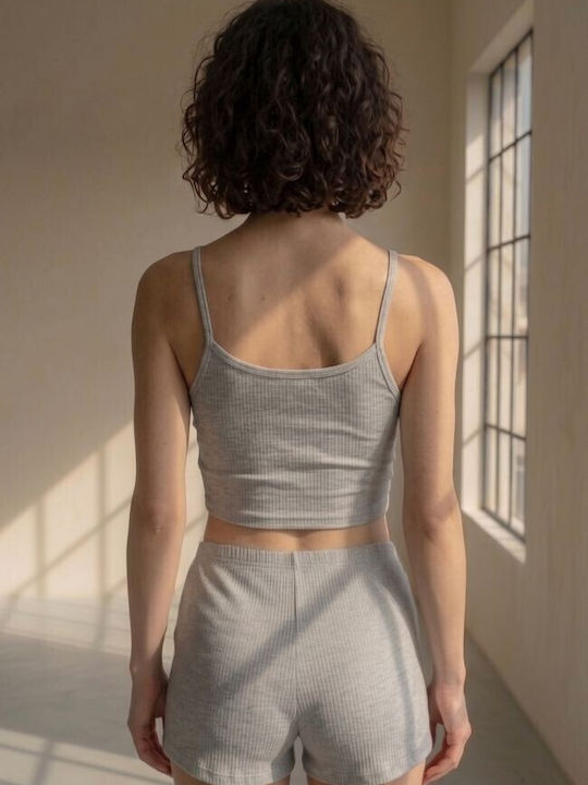 Zizo Sommerliches Damen-Schlafanzug-Set Grau Hell Zizo