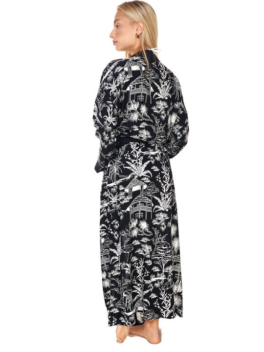 Comfort Women's Black and White Beach Kimono