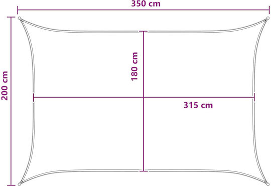 vidaXL Rectangular Shade Sail Yellow 2x3.5x3.5m