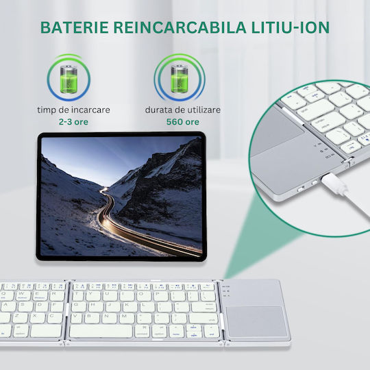DB-0023 Wireless Bluetooth Keyboard with Touchpad English US Silver