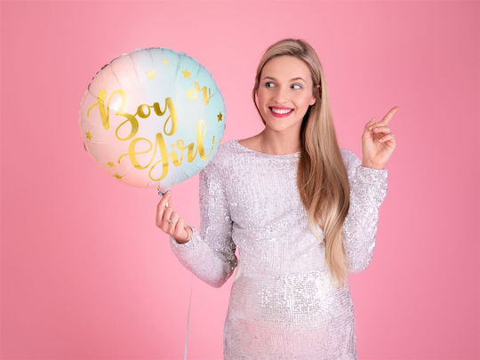 Μπαλόνι Στρογγυλό Gender Reveal Foil Πολύχρωμο Boy or Girl 46εκ.