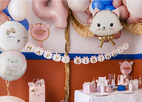 18" Rundballon Kitty Happy Birthday