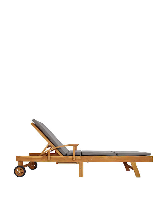 Hölzene Garten- und Pool-Liegestuhl mit Rädern Braune mit Tische 195x68x79cm