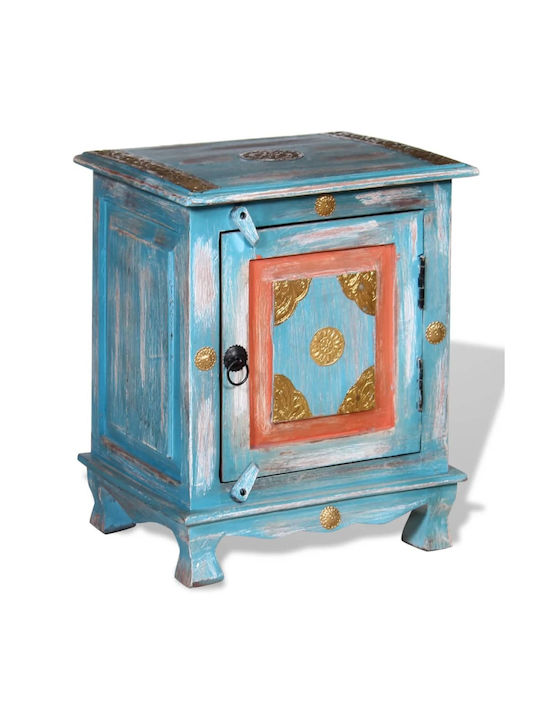 Bedside Table Made of Solid Blue Wood 40x30x50cm