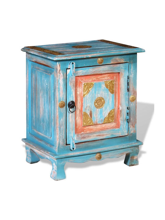Bedside Table Made of Solid Blue Wood 40x30x50cm