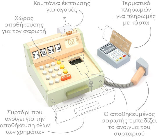 UMU Toys Children's Cash Register made of Wood 35pcs