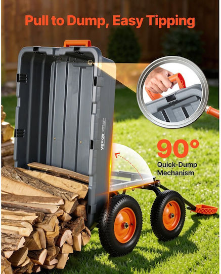 Garden Cart Log Transport Metallic with Maximum Load Capacity 680kg