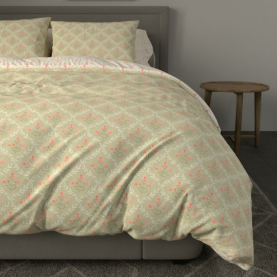 Charalambidis Textiles King Size Bed Sheet with Rubber Hugger 200x260cm Beige