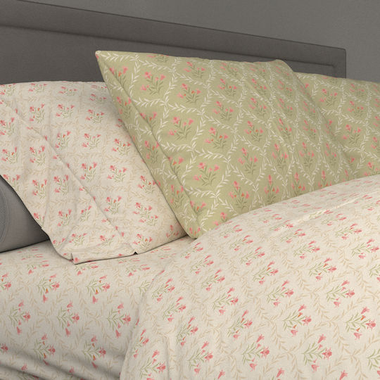 Charalambidis Textiles King Size Bed Sheet with Rubber Hugger 200x260cm Beige