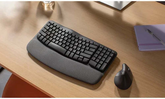Logitech Wave Keys Безжичен Комплект Клавиатура и Мишка Гръцки Сив