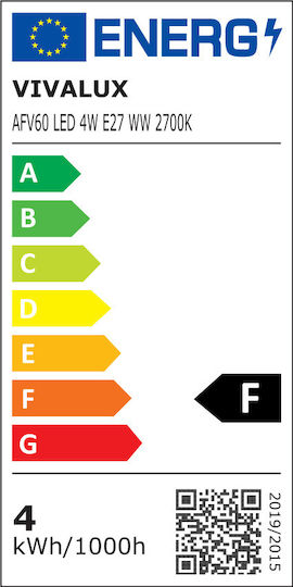 Vivalux Λάμπα LED 4W για Ντουί E27 Θερμό Λευκό 400lm