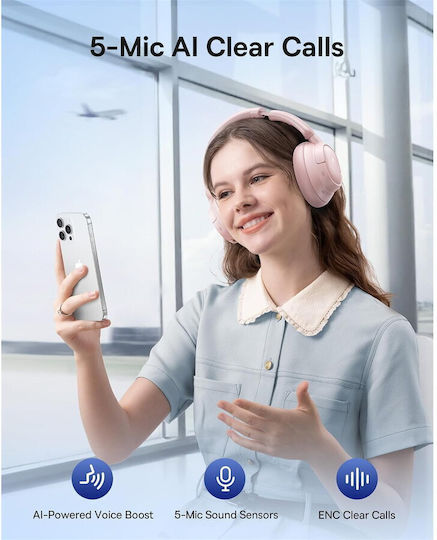 Baseus BH1 Ασύρματα Bluetooth Over Ear Ακουστικά Ροζ
