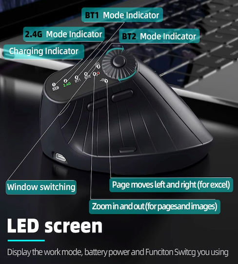 ZD1W523QWS0 Mouse Vertical Ergonomic Wireless Negru