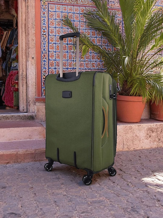 Diplomat Small The Venice Collection Βαλίτσα Ταξιδίου Καμπίνας Υφασμάτινη Πράσινο με 4 Ρόδες Ύψους 55εκ.