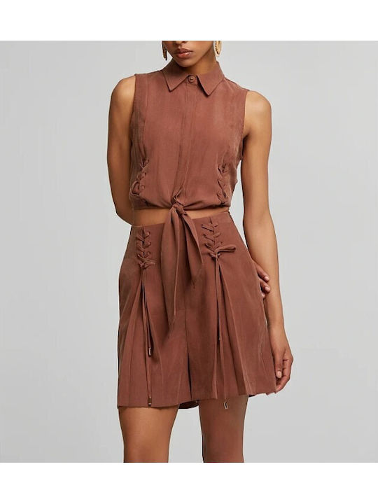 Damen-Set mit Aktivbekleidung Shorts Braun