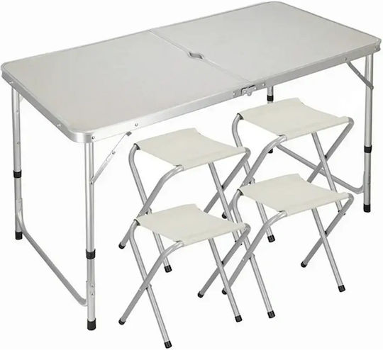 Verk Group Aluminum Table Set for Camping Foldable in Case Beige