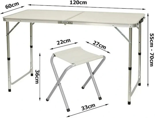Verk Group Aluminum Table Set for Camping Foldable in Case Beige