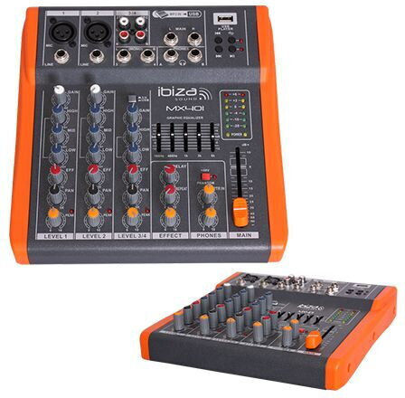 Ibiza Sound MX401 Analog Console 4 Channels with Phantom Power & 2 XLR Inputs