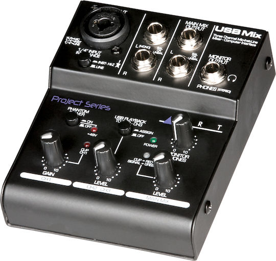 ART Pro Audio USB Mix Αναλογική Κονσόλα 3.0 Καναλιών με Phantom Power & 1 Εισόδο XLR