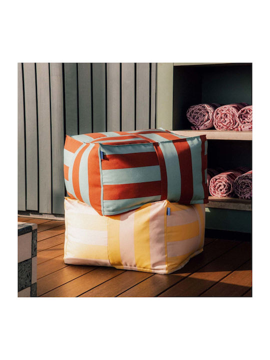 Pouf Hocker Wasserdicht Toffee Blau Streifen