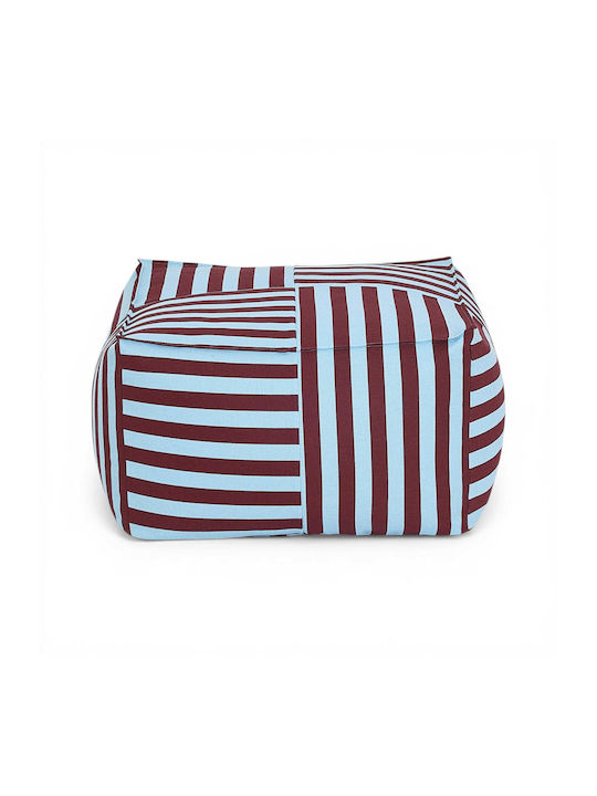 Bean Bag Stool Burgundy Blue Stripes