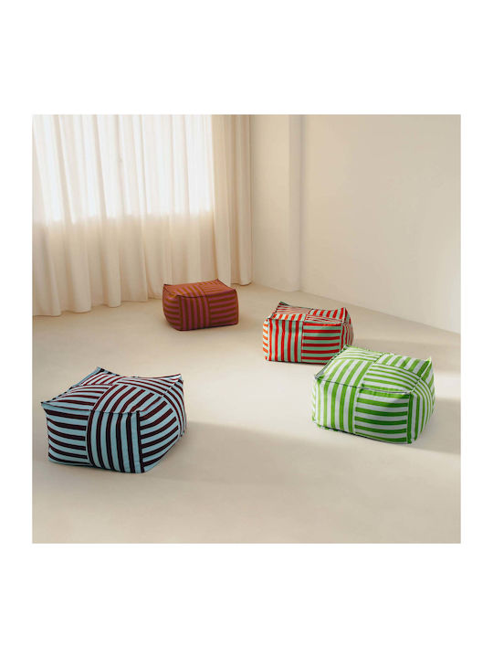 Bean Bag Stool Burgundy Blue Stripes