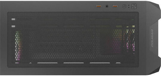 Cougar MX600 Air Gaming Midi Tower Кутия За Компютър Със Страничен Прозорец И RGB Осветление Черна