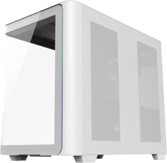 FSP/Fortron M580 Plus Gaming Midi Tower Computer Case with Side Window and RGB Lighting White