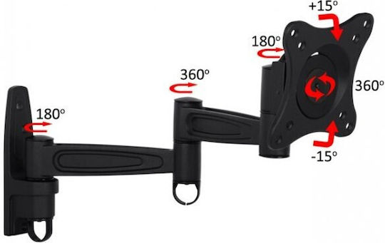 Multibrackets M VESA Flexarm 360 III Wandhalterung für Fernseher mit Arm bis 32" und 15kg Schwarz