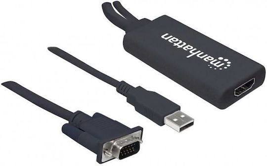Manhattan HDMI Female to USB-A / VGA 2x Male Converter White 1 Piece 152426