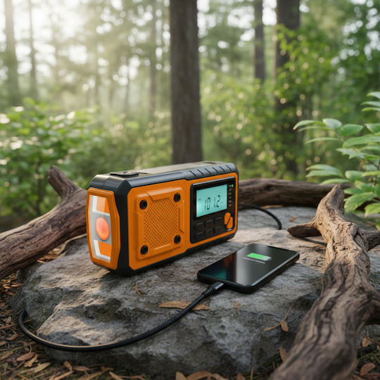 ZD1FMA3QWSM5000 Radio Portabil Solar cu USB Portocaliu