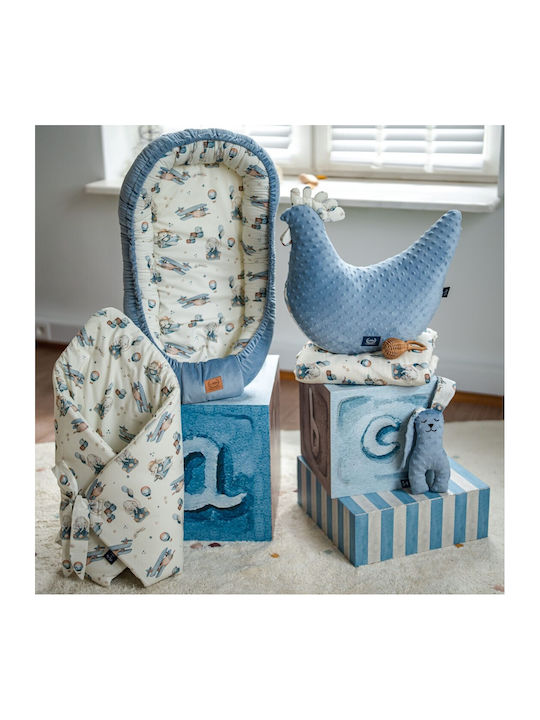 La Millou Nursery Swaddling Blanket Simbo Cotton Blue 80x100cm