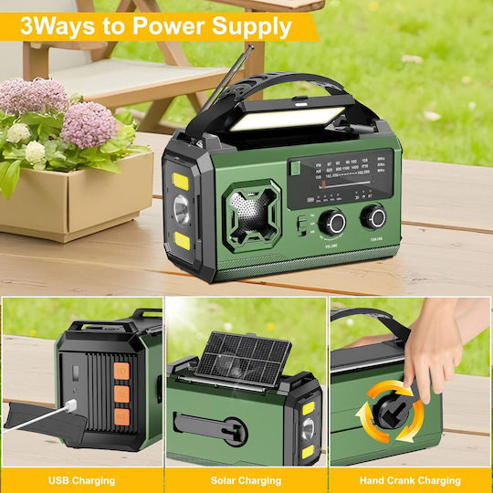 B0GWTPC7BN Radio Portabil Solar cu Bluetooth Verde