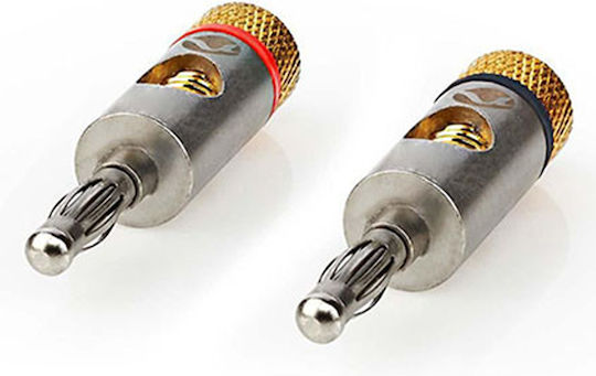 Set 2 Professional Male Banana Connectors Aluminum Metal Profigold Nedis Catb26900gd