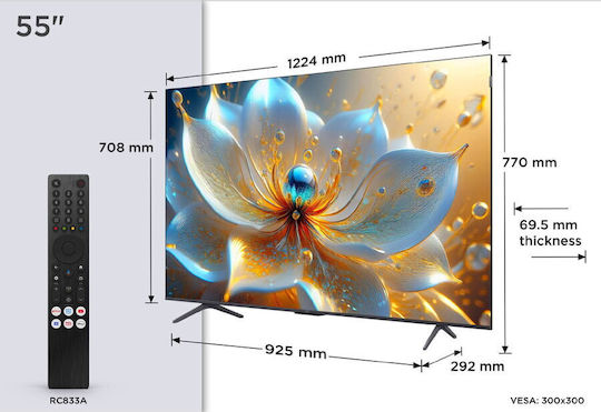 TCL Smart Τηλεόραση 55" 4K UHD QLED 55P81K HDR (2025)