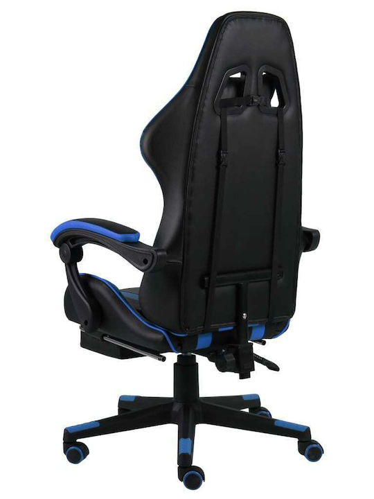 vidaXL Racing Artificial Leather Gaming Chair with Footrest Blue
